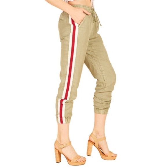 Vintage Havana Pants - VINTAGE HAVANNA Tencel Pant Light Olive/Red/Ivry